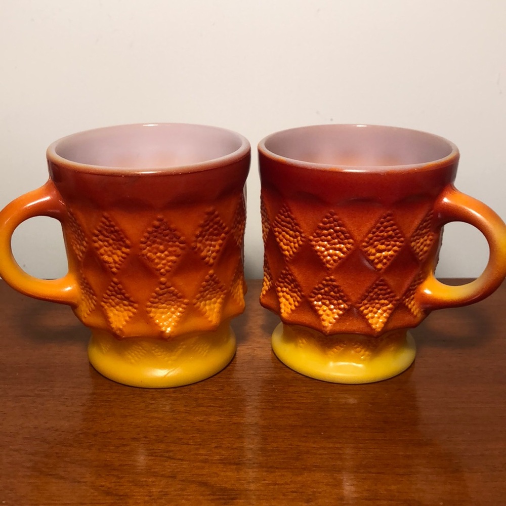 Vintage Orange and Yellow Mugs Set